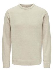 ONLY & SONS Sweter w kolorze beżowym rozmiar: XL. Brązowe swetry męskie Only & Sons, xl, bez wzorów, z bawełny, bez kołnierzyka. Za 91.99 zł.