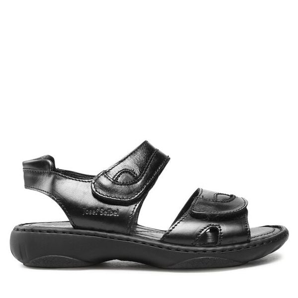 Sandały Josef Seibel. Czarne sandały damskie Josef Seibel, bez wzorów, bez obcasa, na płaskiej podeszwie. Za 329.99 zł.
