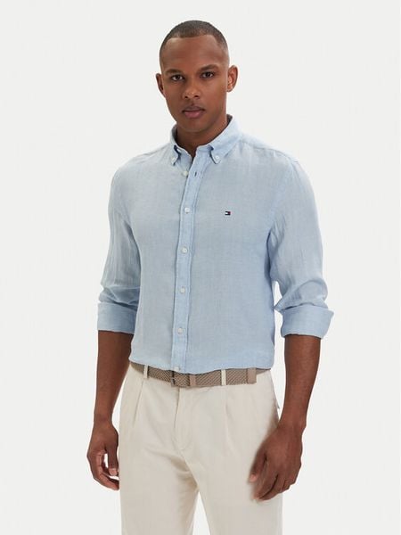 Tommy Hilfiger Koszula MW0MW41530 Niebieski jasny Regular Fit. Niebieskie koszule męskie Tommy Hilfiger, m, bez wzorów, ze lnu, bez kołnierzyka, bez ramiączek. Za 371.99 zł.