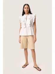 Soaked in Luxury Bluzka w kolorze kremowym rozmiar: S. Brązowe bluzki damskie Soaked in Luxury, s, bez wzorów, z bawełny, bez kołnierzyka, bez ramiączek. Za 152.99 zł.