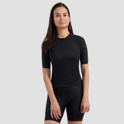 Koszulka rowerowa damska Rogelli Essential II. Czarne topy sportowe damskie Rogelli, l, bez wzorów, z elastanu, bez ramiączek. Za 230.00 zł.