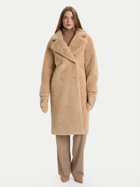 Rinascimento Kożuch CFC0122221003 Beżowy Regular Fit. Brązowe futra damskie RINASCIMENTO, m. Za 549.99 zł.