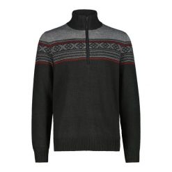 Sweter dzianinowy z zippem CMP Wooltech. Czarne swetry męskie CMP, na zimę, m, bez wzorów, z dzianiny, bez kołnierzyka. Za 342.50 zł.