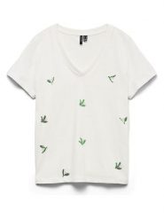 Vero Moda Koszulka w kolorze białym rozmiar: L. Białe bluzki damskie Vero Moda, l, bez wzorów, z bawełny, bez kołnierzyka. Za 62.32 zł.