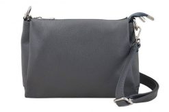 Minimalistyczna listonoszka ze skóry BARBERINI'S c. szara 951-28. Szare shopper bag damskie Barberinis, bez wzorów, z lakierowanej skóry, małe, lakierowane, bez dodatków. Za 239.99 zł.