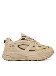 BOSS Sneakersy J53241 M Beżowy. Brązowe buty sportowe chłopięce Boss, bez wzorów, ze skóry, bez zapięcia. Za 629.99 zł.