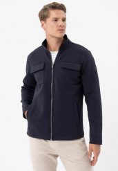 Bluza ze stójką B-NORTH. Niebieskie bluzy bez kaptura męskie Volcano, l, z bawełny. Za 209.99 zł.