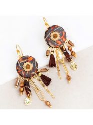 LA CHIQUITA Pozłacane kolczyki z kryształami i jaspisami rozmiar: onesize. Brązowe kolczyki damskie LA CHIQUITA, z jaspisem, pozłacane. Za 156.98 zł.