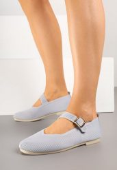 Szare Balerinki z Ozdobnym Paskiem Tellenna. Szare baleriny damskie Born2be, bez wzorów, bez obcasa. Za 39.99 zł.