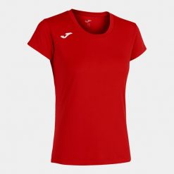 Koszulka do biegania damska Joma Record II z krótkim rękawem. Czerwone bluzki damskie Joma, m, bez wzorów, sportowe, bez kołnierzyka, bez ramiączek. Za 158.99 zł.