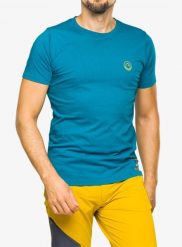 Koszulka wspinaczkowa męska La Sportiva Climbing on the Moon T-Shirt. Niebieskie t-shirty męskie La Sportiva, l, bez wzorów, z bawełny, bez kołnierzyka. Za 189.99 zł.