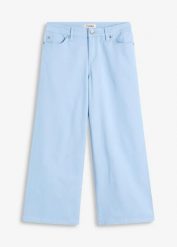 Spodnie culotte z elastycznej mieszanki bawełny. Białe spodnie materiałowe damskie bonprix, bez wzorów, z bawełny. Za 124.99 zł.