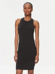 Calvin Klein Swimwear Sukienka plażowa KW0KW02480 Czarny Regular Fit. Czarne sukienki damskie Calvin Klein Swimwear, na plażę, l, bez wzorów, z bawełny, bez kołnierzyka, bez ramiączek. Za 189.99 zł.