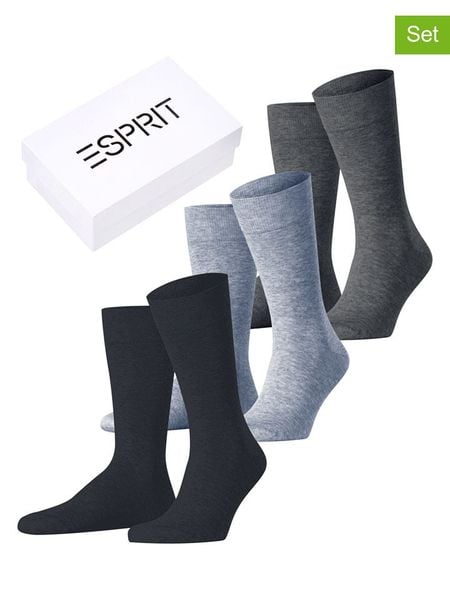 ESPRIT Skarpety (3 pary) w kolorze szaro-granatowym rozmiar: 39-42. Niebieskie skarpetki męskie Esprit, bez wzorów. Za 43.99 zł.