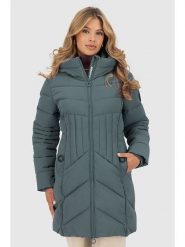 Alife and kickin Kurtka zimowa "PriscillaAK" w kolorze szaroniebieskim rozmiar: M. Niebieskie kurtki damskie Alife and Kickin, na zimę, m, z aplikacjami, z puchu, bez kaptura. Za 366.35 zł.