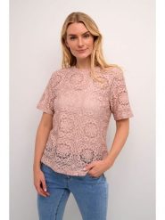 Kaffe Bluzka w kolorze jasnoróżowym rozmiar: 40. Różowe bluzki damskie Kaffe, bez wzorów, z koronki, bez kołnierzyka, bez ramiączek. Za 78.99 zł.