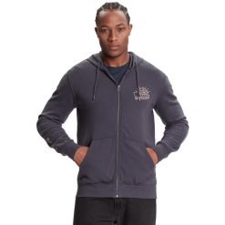 Bluza dresowa sportowa męska Zip Hoodie. Niebieskie bluzy sportowe męskie Quiksilver, bez wzorów, z bawełny, sportowe, bez kołnierzyka, bez ramiączek. Za 279.99 zł.