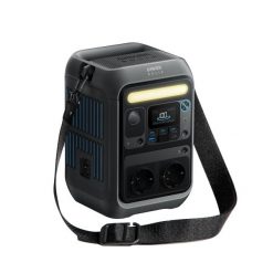 Stacja zasilania Anker SOLIX C300X, bateria 288 Wh, 300 W, pasek na ramię. Szare paski męskie Anker, bez wzorów, sportowe. W wyprzedaży za 949.00 zł.
