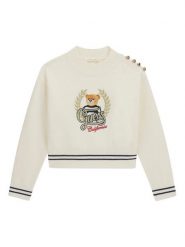 Guess Sweter J6BR16 Z1350 Kremowy Regular Fit. Białe swetry chłopięce Guess, z aplikacjami, bez kołnierzyka. Za 264.99 zł.