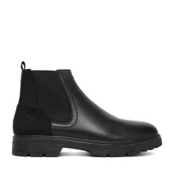 Botki Rieker. Czarne buty zimowe męskie Rieker, bez zapięcia. Za 439.99 zł.