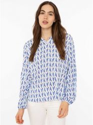 Zwillingsherz Bluzka "Lobsters" w kolorze biało-niebieskim rozmiar: L/XL. Białe bluzki damskie Zwillingsherz, l, bez wzorów, z wiskozy, bez kołnierzyka, bez ramiączek. Za 138.38 zł.
