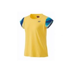 Koszulka sportowa damska Yonex Australian Open 2024. Żółte bluzki sportowe damskie YONEX, l, z materiału, bez kołnierzyka, bez ramiączek. Za 212.80 zł.