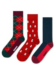 Happy Socks Skarpety (3 pary) "Snowman" w kolorze granatowo-czerwonym rozmiar: 41-46. Czerwone skarpetki męskie Happy Socks, bez wzorów, prążkowane. Za 73.99 zł.