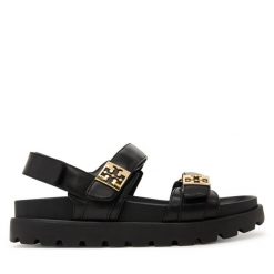 Sandały Tory Burch. Czarne sandały damskie Tory Burch, bez wzorów, bez obcasa, na płaskiej podeszwie. Za 1,659.00 zł.