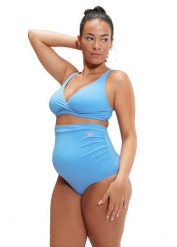 Kostium kąpielowy jednoczęściowy dla kobiet w ciąży wysoki stan Speedo. Niebieskie stroje jednoczęściowe damskie Speedo, l, bez wzorów, moda ciążowa. Za 299.00 zł.