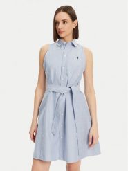 Polo Ralph Lauren Sukienka koszulowa 211906437006 Niebieski Regular Fit. Niebieskie sukienki damskie Polo Ralph Lauren, bez wzorów, z bawełny, bez kołnierzyka, bez ramiączek, koszulowe. Za 849.99 zł.