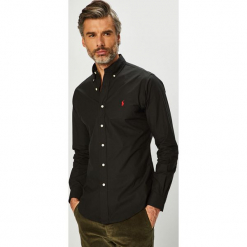 Polo Ralph Lauren - Koszula. Czarne koszule męskie Polo Ralph Lauren, m, bez wzorów, z bawełny, bez kołnierzyka, bez ramiączek. W wyprzedaży za 369.90 zł.