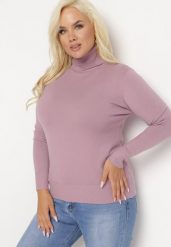 Różowy Sweter z Golfem Sazerna w Składzie Wiskoza i Modal. Czerwone golfy damskie Born2be, l, bez wzorów, z dzianiny, bez ramiączek. Za 59.99 zł.