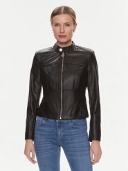 Rinascimento Kurtka z imitacji skóry CFC0117800003 Czarny Regular Fit. Czarne kurtki damskie RINASCIMENTO, m, bez wzorów, ze skóry, bez kaptura. Za 439.99 zł.