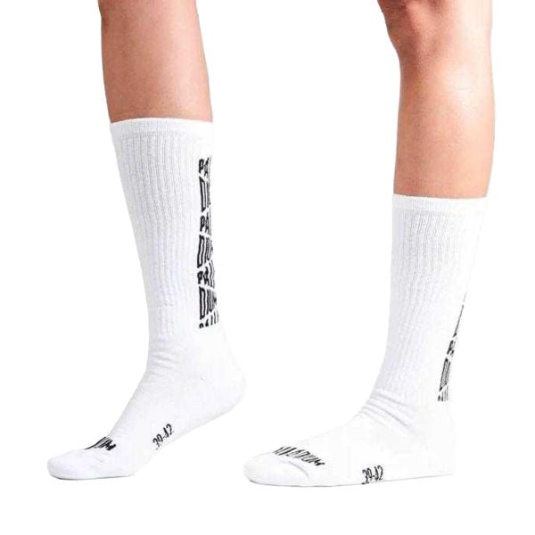 Żakardowe Skarpety Unisex Dla Dorosłych O Średnim Kroju. Białe skarpetki damskie Palladium, bez wzorów, z bawełny. Za 71.99 zł.