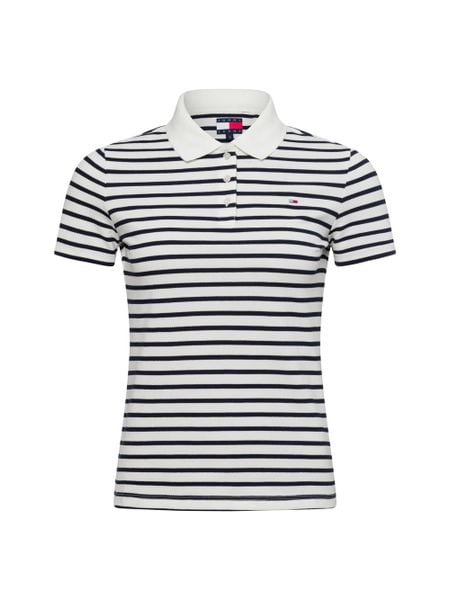 Tommy Jeans koszulka polo Kobiety Bawełna biały|niebieski, M. Białe bluzki sportowe damskie Tommy Jeans, m, z bawełny, bez kołnierzyka, bez ramiączek. Za 229.95 zł.