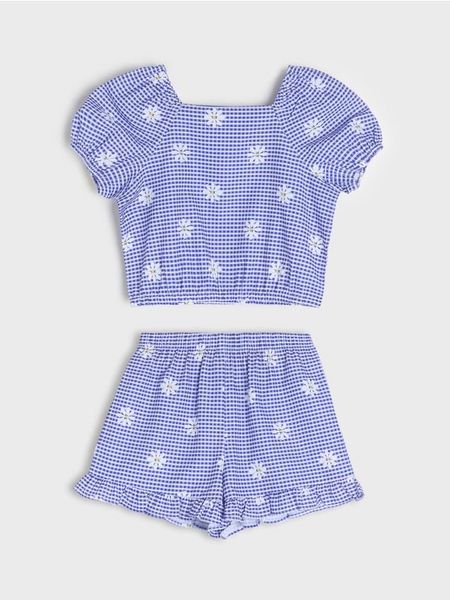 Komplet: koszulka i szorty - wielobarwny. Koszulki dziewczęce Sinsay, l, bez wzorów, bez ramiączek. Za 39.99 zł.