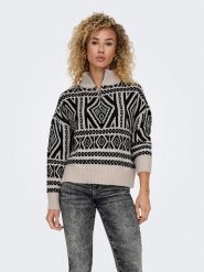 ONLY Sweter w kolorze kremowo-czarnym rozmiar: XS. Brązowe golfy damskie Only, xs, bez wzorów, z wełny, bez ramiączek. Za 83.22 zł.