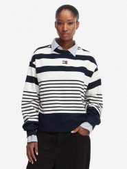 Tommy Jeans Bluza DW0DW22824 Granatowy Regular Fit. Niebieskie bluzy bez kaptura damskie Tommy Jeans, s, z bawełny. Za 449.99 zł.
