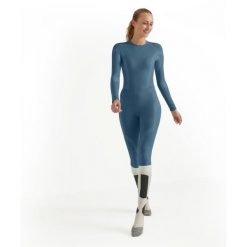 Damskie legginsy Falke Wool-Tech. Niebieskie legginsy damskie Falke, bez wzorów. Za 424.50 zł.