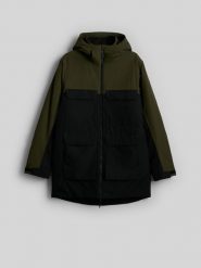 4F Płaszcz zimowy membrana 10000 męski - khaki M. Brązowe płaszcze męskie 4f, na zimę, m, bez wzorów. Za 599.99 zł.