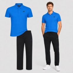ZESTAW MĘSKI 4F T-SHIRT POLO + SPODNIE CASUAL KOMPLET NA CO. Koszulki polo męskie 4f, m, bez wzorów, z bawełny, bez ramiączek. Za 249.98 zł.
