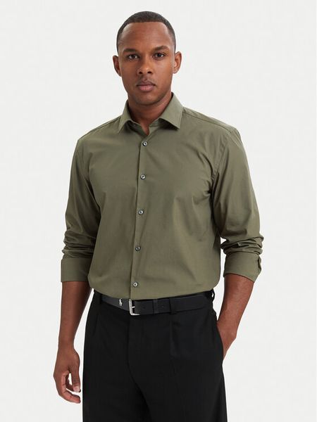 HUGO Koszula Kenno 50289499 Zielony ciemny Slim Fit. Zielone koszule męskie Hugo, m, bez wzorów, z bawełny, bez kołnierzyka, bez ramiączek. Za 319.99 zł.