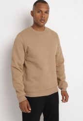 Beżowa Bluza Ozdobiona Tłoczonymi Literami Hanira. Brązowe bluzy bez kaptura męskie Born2be, l. Za 79.99 zł.