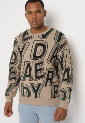 Ciemnobeżowa Bluza z Polarem i Bawełną Zakończona Ściągaczami Yolaria. Brązowe bluzy bez kaptura męskie Born2be, l, z bawełny. Za 59.99 zł.