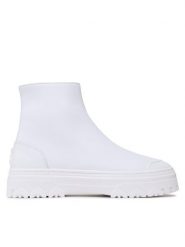 Patrizia Pepe Botki 8Y0016/L011-W338 Biały. Białe botki damskie Patrizia Pepe, ze skóry, bez obcasa, na płaskiej podeszwie, bez zapięcia. Za 659.99 zł.