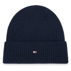 Czapka Tommy Hilfiger. Niebieskie czapki męskie Tommy Hilfiger, na zimę, bez wzorów. Za 389.99 zł.