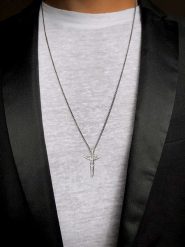 Uomo Srebrny naszyjnik rozmiar: 65 cm. Szare biżuteria dla mężczyzn Uomo, srebrne. Za 104.39 zł.