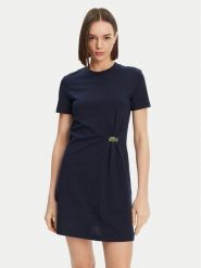 Lacoste Sukienka codzienna EF0583 Granatowy Regular Fit. Niebieskie sukienki damskie Lacoste, na co dzień, bez wzorów, z bawełny, bez kołnierzyka, bez ramiączek, proste. Za 629.99 zł.