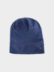 4F Czapka do biegania uniseks - granatowa S/M. Niebieskie czapki męskie 4f, bez wzorów, z elastanu, sportowe. W wyprzedaży za 29.99 zł.