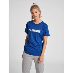 Koszulka sportowa z krótkim rękawem damska Hummel Cotton Logo. Białe bluzki sportowe damskie HUMMEL, m, bez wzorów, bez ramiączek. Za 59.00 zł.